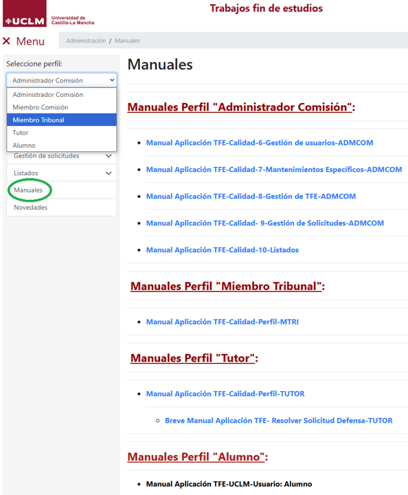 manuales aplicacion TFE