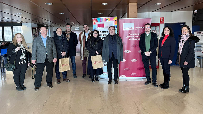 Las representantes de las universidades de Florencia (Italia) y de Bucarest (Rumanía), junto con sus anfitriones en la UCLM